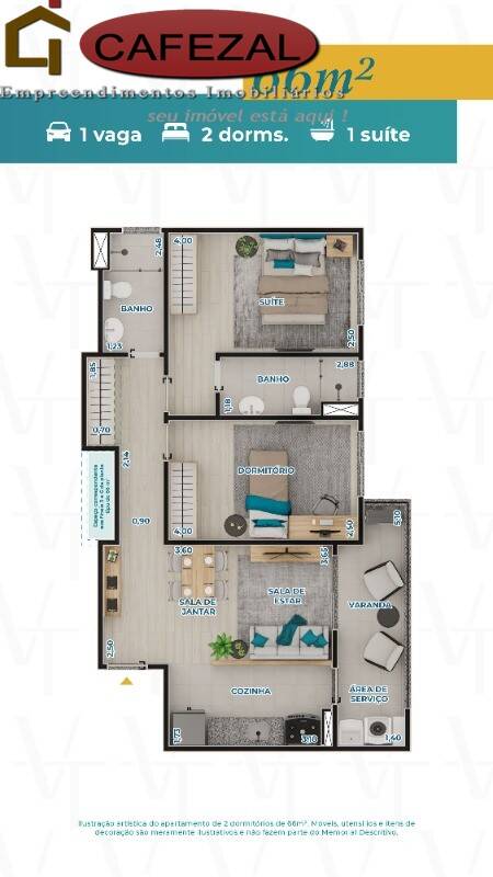 Apartamento, 2 quartos, 66 m² - Foto 7